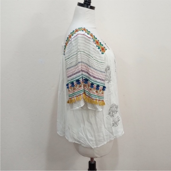 Anthropologie Vineet Bahl Kiera Embroidered Boho Peasant Blouse XS - Runs Large - Picture 9 of 13
